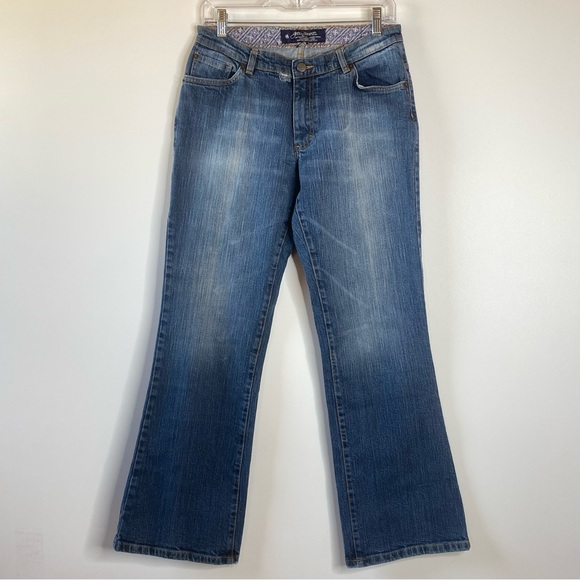 Green Source Womens Jeans Sz 6 Organic Cotton Stretch Distressed Denim Flare - Picture 10 of 11